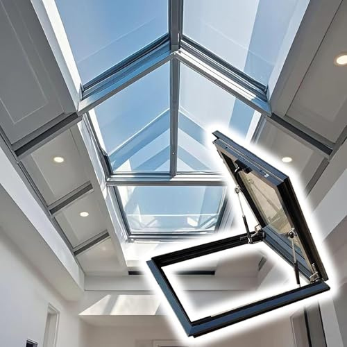 Transparent Sky Light Windows for Roof, Roof Skylight Residential, Windows for House Roof, Venting Escape Access Hatch Rainproof Skylight Venting Panel for Attic/Sun Room(LxW 60x60cm)