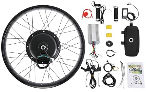 Mqwdxzfes 26 tum 48 V 1 500 W elcykel konverteringssats, fett däck bakhjul LCD-motor med 55 Nm vridmoment, elcykelmotor, e-cykel konverteringssats för Fatbike bakhjul, 35 A-styrenhet