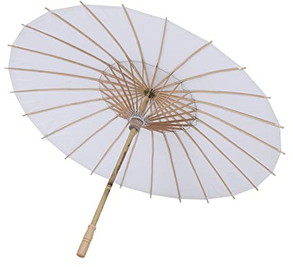 Acouto Parapluie en Papier Blanc, Papier de Soie de qualité avec Nervures en Bambou, Accessoire Décoratif de Mariage pour Fête Nuptiale et Photos, Rayon 42 Cm (Rayon 30 cm)