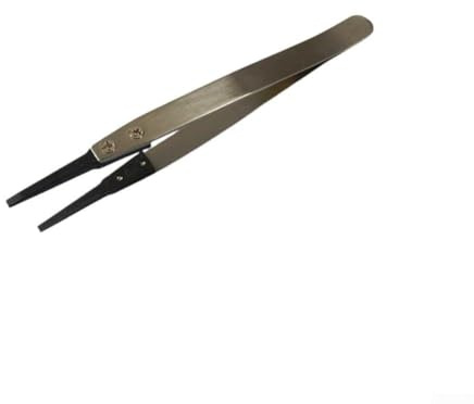 ZWEquipint Pincetter med utbytbara kolfiberspetsar, högt temperaturbeständiga, rostfria, för lödning av elektroniska monteringsapplikationer, rena rum, längd 116-130 mm (ESD-242)