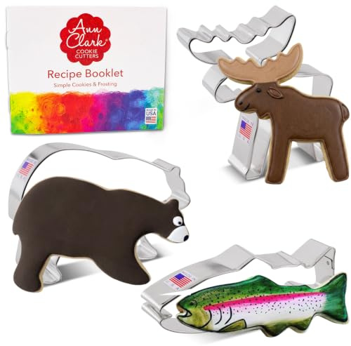 Ann Clark Mountain Wildlife Cookie Cutter Set of 3, Made in USA