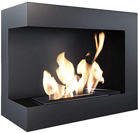 KRATKI Biokamin DELTA | Eckkamin | 600 x 280 mm | Wandkamin ohne Verglasung | Ideal für offene und moderne Innenräume | TÜV - Rheinland geprüft | Offen nach links