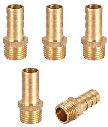 sourcing map 5 Stück Schlauchtülle Messing Schlauchtülle Schlauchanschluss Schlauchverbinder Stecker Adapter Schlauchadapter 10mm Widerhaken x 1/4 G Buchse Rohr