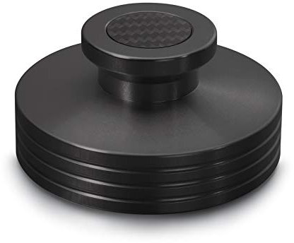 Dynavox Plattenspieler-Stabilizer PST330, Auflagegewicht für Plattenspieler aus Aluminium, Gewicht 330 g, mit Carbonauflagefläche und Inlay, Schwarz