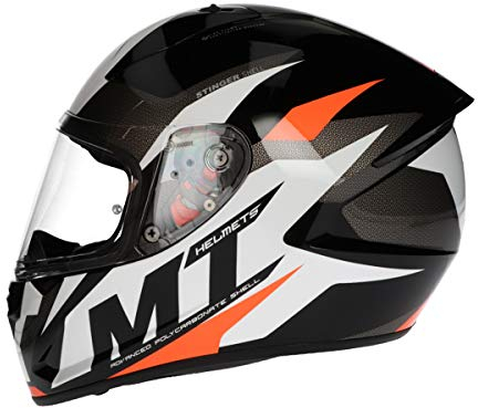 MT Stinger Integralhelm | Roller/Motorrad Helm Klapphelm 2mm Vizier kratzfest | inkl. eingebaute Lautsprechertaschen und kostenloser Helmmütze (Brave orange, S)