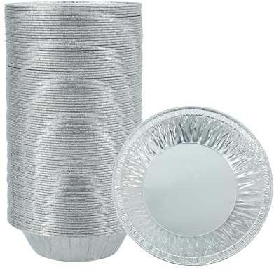 Waytiffer Pie Pans (100 Pack) 5 inch HEAVY-DUTY Disposable Aluminum Foil pie/tart Pans for Baking Personal Mini Pies, Foil Pie Tin for Bakeries, Cafes,Easily Stack & Store, Freeze & Reheat