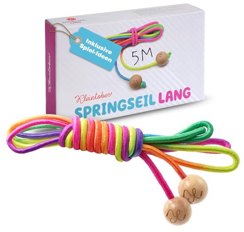 KLEINTOBER Premium Springseil Kinder I mit Spielideen für Seilspringen I Mitgebsel Kindergeburtstag I Springseil lang I Outdoor Spiele I Springseil 4, 6, 8, 10 Jahre I Kleine Geschenke für Kinder