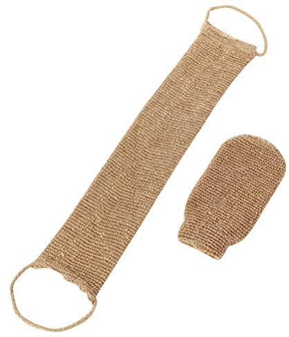 2 piezas correa de lavado de espalda, guantes exfoliantes guantes de CRIN de cáñamo natural esponja exfoliante espalda, elimina la piel muerta eficazmente para baños de espalda cuerpo