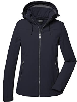 Killtec Damen Softshelljacke Softshell Jacke mit abzippbarer Kapuze Damen Softshelljacke wasserabweisend, Winddicht, atmungsaktiv 00814-dunkelnavy 38