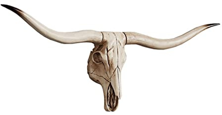 Long Horn Cow Skull Vägghängande Longhorn Steer, Faux Taxidermi Djurhuvud Vägg Farmhouse Dekor Väggskulptur