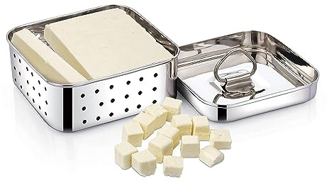 Crommie Stainless Steel Square Shape Paneer/Tofu/Cheese Maker Mould Machine Hard Presse Mold KIt For Paneer/Cheese Making (250ml)