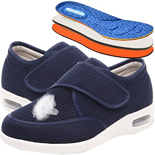 AEHO Diabetiker Schuhe Extra Weit Damen Sneaker Laufschuhe Air Cushion Orthopädische Schuhe Freizeit Schuhe Outdoor Mode Frauen Lässige Walking Schuhe Atmungsaktive Keile Damen,Blau,40 EU