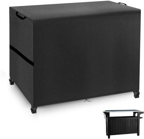 Housse de Table d'appoint pour Barbecue Imperméables,Bache Desserte Barbecue Coupe Vent,Couverture de Table de préparation de Gril avec Cordon et Poignée,Tissu Oxford 420D (145 * 65 * 100cm,Noir)