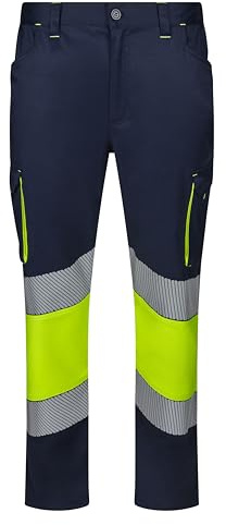VELILLA 303008S Pantaloni Stretch Bicolor Nastro Segmentato, Colore Blu Navy e Giallo Fluor, Taglia L, Blu Navy E Giallo Fluor, L