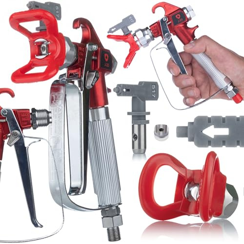 Rosfix Profi-Farbspritzpistole | Inkl. Düse 517 & Düsenabdeckung | 3000 psi | 1/4 Anschluss | Für Airless-Malergeräte | Kompatibel mit GRACO, Wagner & mehr