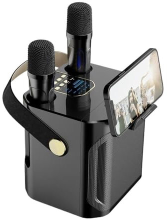 JQVDE High Power Karaoke Bluetooth Speaker Portable 360 Stereo Surround Waterproof Wireless Subwoofer with Dual Microphone Boombox(Multidiag pro BT)