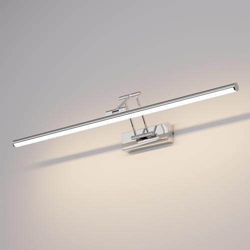 Klighten Led Lampada Da Specchio Bagno 70cm,Lampada Da Parete Rotante Ip44,24W 1650LM Luce Specchio Bagno Led,Applique Moderno In Alluminio,Bianco naturale 4000K,Cromo