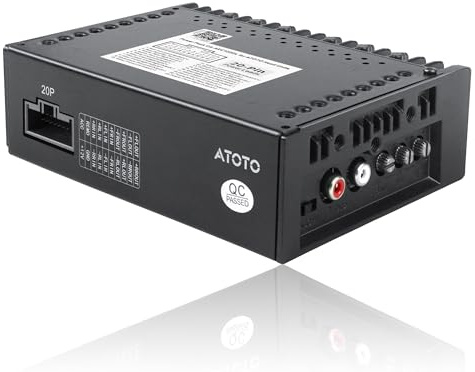 ATOTOZONE CA-AEC122DL kompakt bilförstärkare med 6,5 ft/2 m strömkabel, klass D, TI TPA3221, 4 kanaler, 4 x 60 W RMS, anpassningsbar, kompatibel med vald stereo ATOTOZONE