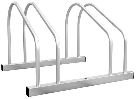 SPORTNOW Râtelier 2 vélos range-vélos support rangement vélo à pneu 61 mm dim. 50L x 34l x 27,5H cm acier argenté