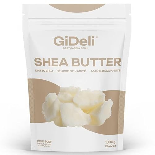 GiDeli Sheabutter Bio 1 kg unraffiniert handgeknetet A-Grade African Pure Elfenbein All-Natural, glatte Shea-Nuss-Lippenbalsam-Körperbutter für alle Hauttypen