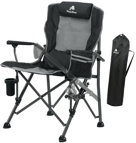 CampFeuer Chaise de pêche pliable - Gris/noir - Chaise de camping pliable - Chaise de voyage d'extérieur pour camping, tente, pêche - Chaise de pêche pliable