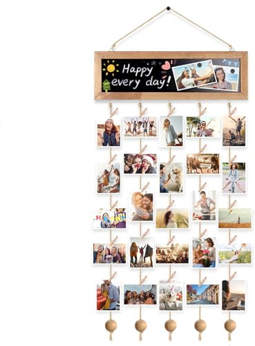 Toyzy Cornici Foto Multiple da Parete, DIY Portafoto da Parete Multiplo con 30 Piccole Mollette Appendi Foto, Bacheca Foto Personalizzata Idea Regalo per la Casa Anniversario Matrimonio e Regalo