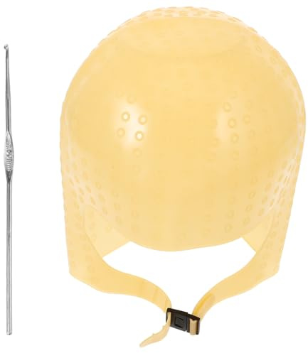 IDEANATEGRATE Gorro de Silicona para Teñir el Cabello Color Marrón, Kit para Mechas Capilares Profesional Reutilizable, Tapa para Resaltar Cabello en Salón y Uso Doméstico, Herramienta