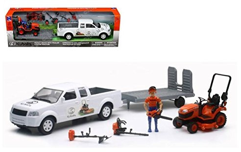 NEWRAY 1:20 KUBOTA - Pickup Truck with Trailer & Lawn Tractor SS-33263A