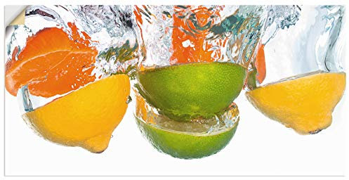 ARTland Wanddeko Wandtattoo selbstklebende Vinylfolie 60x30 cm Früchte im Wasser Obst Zitrusfrüchte Zitrone Orange Limette S6EL