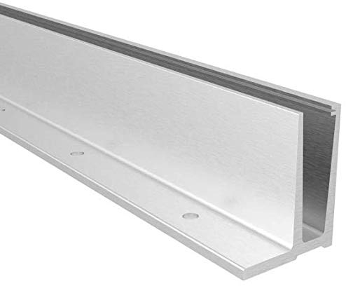 Sellon24 Garde-corps en verre, profilé de sol en aluminium, montage au sol, profilé en aluminium anodisé pour verre 12-21,52 mm, matériau plein certifié ABP, charge maximale G/h : 3 kN - Configurateur