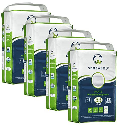 Sensalou Inkontinenz-Windel-Höschen für Erwachsene Größe XXL (88 Stk) Frauen Männer - Saugstarke Windeln Pants - Schutz-Hosen Senioren Tag Nacht