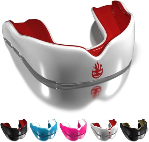 Dr Knox Sportmundschutz für Erwachsene, Kinder & Jugendliche – Mund- und Zahnschutz bei Kontaktsportarten wie Boxen, Kampfsport, Fußball, Basketball, Hockey & mehr (Kinder (<11), Weib/Rot)