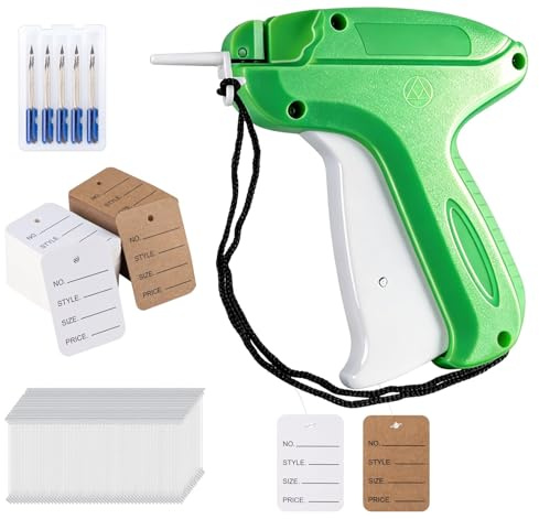 ilauke Pistola per etichettatrice per tessuti, etichettatrice con 5 aghi di ricambio+2000 fili+200 giorni+istruzioni per abbigliamento, cartellini prezzi, etichette di marca