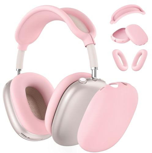 Silicone Case Cover for AirPods Max Headphones,Ear Pad Case Cover/Ear Cups Cover/Headband Cover for AirPods Max 2/1 (2026/2024/2020)(USB-C/Lightning),Silicone Accessories for Apple AirPods Max 2, Pink