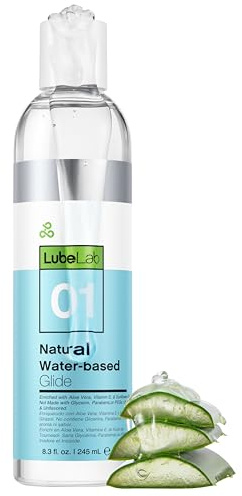 Lubelab Waterbased Lube 8.3 Fl Oz. Personal Lubricant w/Aloe & Vitamin E, Hypoallergenic, Free of Paraben&Glycerin&PEGs, PH-Balanced, Natural Smooth Slippery Glide Gel for Couples, Men, Women