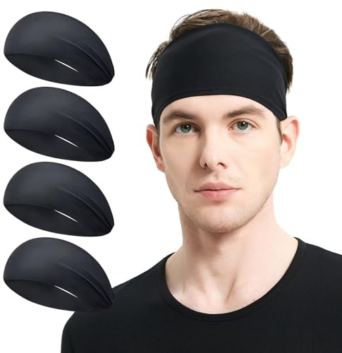 MARKEEP Running Headbands for men（4 or 6 Pack), Mens Stretchy Headband for Football ,Cycling,Basketball,Yoga,Fitness Workout Unisex quick-dry Sweatband