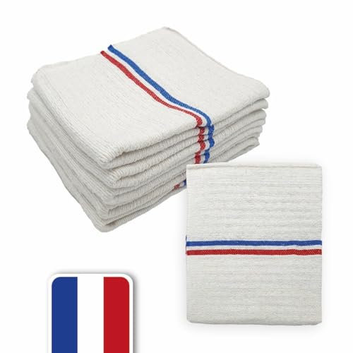 LNT France - Lot de 3 serpillières gaufrées Blanches FABRIQUÉE en France résistance exceptionnelle- 60x100 découpable en 60x50. Polyvalentes pour Laver, Nettoyer, essuyer, éponger Tous Types de Sol