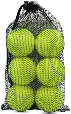 SHYUJAJIE Tennis Ball,6 Pack Practice Balls Bulk,Dog Balls with Mesh Bag