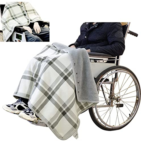 Manta para Silla de Ruedas - Poncho Forrado de Franela para Adultos, Manta Portátil para Rodillas y Piernas, Capa Cálida para Usuarios de Silla de Ruedas