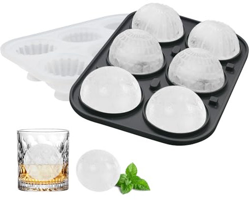 Vookkp Cubetti Ghiaccio Silicone Rotondo Sfera con Coperchio, Cubi di Ghiaccio Decorativi, Riutilizzabile Vassoio per Ghiaccio Senza BPA Forma Ghiaccio Grande per Cocktail Whisky
