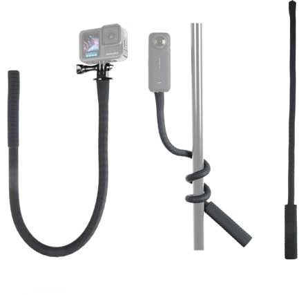 HSU Barra de sujeción flexible para cámara Insta360 GoPro, soporte de cuello, poste de extensión de palo selfie, soporte de trípode para cámara GoPro Hero 13, 12, 11, 10, 9, Insta360, X4, X3, DJI