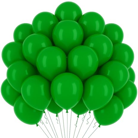 50 Palloncini Verdi • 30 Cm • Colori Vivaci Lucenti • Qualità Premium • Lattice Naturale Biodegradabili Ecologici • Gonfiabili Aria Elio Acqua • Baby Shower Battesimo Compleanno Feste di Laurea Arco