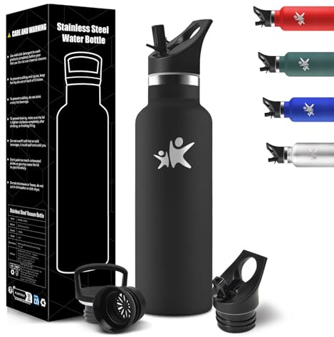 HoneyHolly Botella Agua Acero Inoxidable, Termo Agua Fria, 500ml Cantimplora Termica Sin BPA, 12H Caliente/24 Frío, Botella para Niños & Adultos, Botella Acero Inoxidable para Deporte, Oficina, Yoga