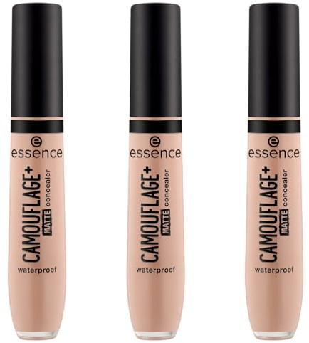 essence CAMOUFLAGE+ MATTE concealer, Nr. 90, Braun, langanhaltend, mattierend, abdeckend, matt, vegan, ölfrei, ohne Parabene, ohne Mikroplastikpartikel, 3er Pack (3x8ml)
