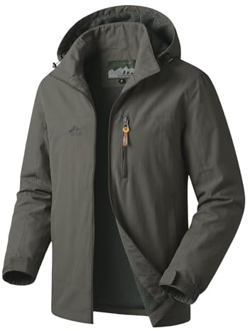 Muwodkdn Veste Coupe Vent Homme en Softshell Extérieur avec Capuche | Veste Imperméable Homme Fermeture Eclair Léger Sport Outdoor Manteau Homme Mi Saison pour Voyage Randonnée
