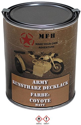 MFH Farbdose Army 1 Liter Kunstharzlack Decklack Militärlack Militärfarbe Armee Nato Lack viele Farben (Coyote, Matt)