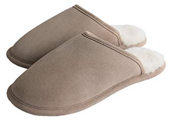 Naturasan Lammfell-Pantoffel Hausschuh für Damen und Herren, warm gefütterte Hüttenschuhe/Schlappen mit weicher Ledersohle, superleicht und bequem, HS-08 (38/39 EU, Beige)