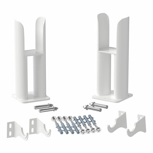 DuraTherm® Floor Mounting Radiator Leg Kit Feet Freestanding Supports for Double Oval Tube Radiators, White Finish