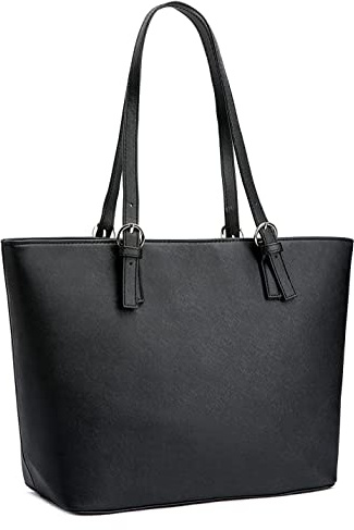 WEDMAY Borse Tote da Donna Borsa a Spalla Grande Borsa Tote Nera per Università Scuola Lavoro Borsa Quotidiana da Viaggio Shopping Adatta per Laptop, Nero , Large