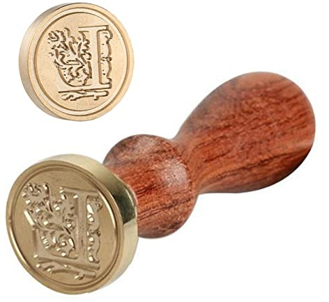 Anawakia sigillstämpel, vintagestil vax, sigillstämpel, sigill set AZ, dekorativt sigill, sigill med trähandtag, brev 26 bokstäver, gör-det-själv trä vax sigill, stämpel 1 st (L)